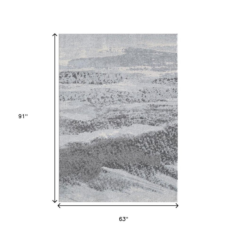 5' X 8' Blue and Gray Abstract Area Rug