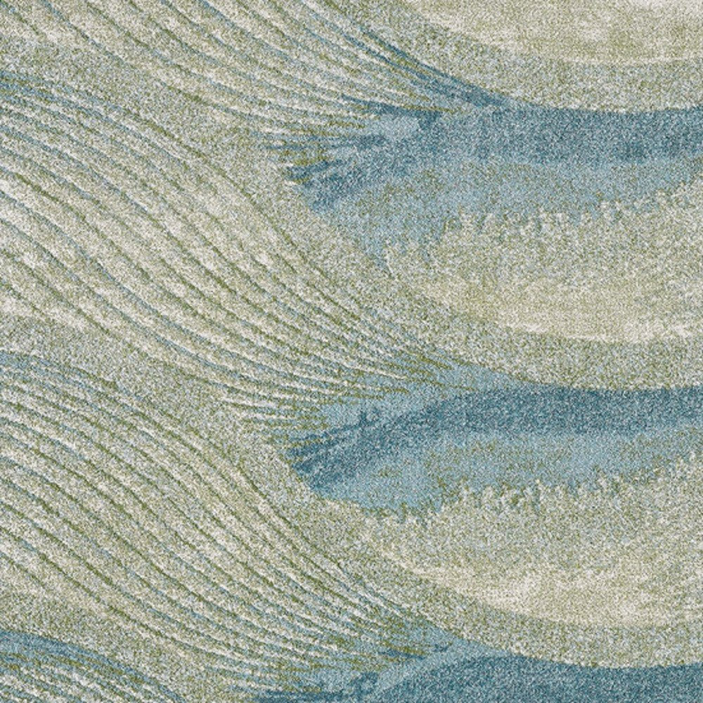 3' X 5' Beige Blue And Sage Abstract Area Rug