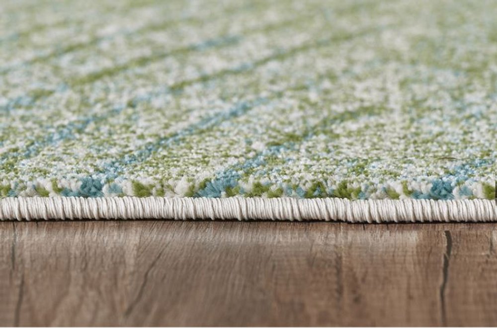 3' X 5' Beige Blue And Sage Abstract Area Rug