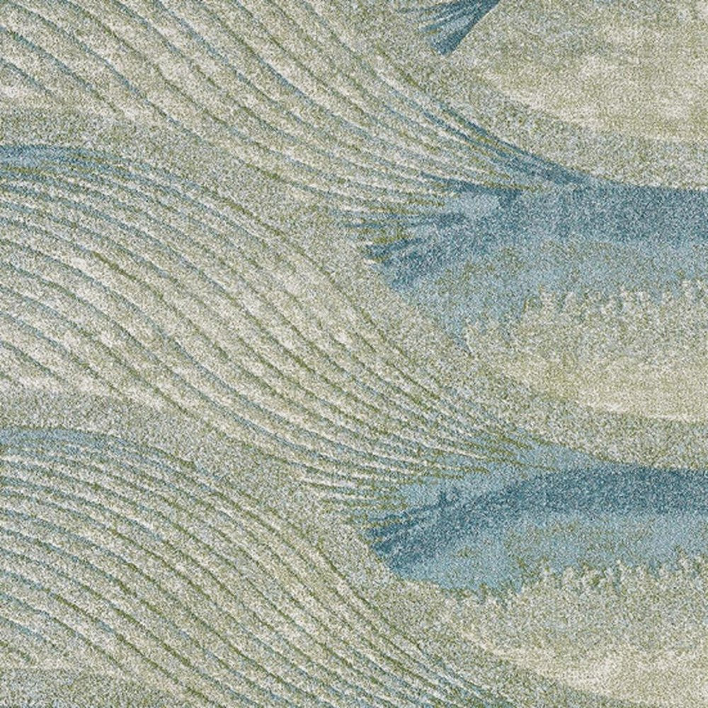 7' X 10' Beige Blue And Sage Abstract Area Rug