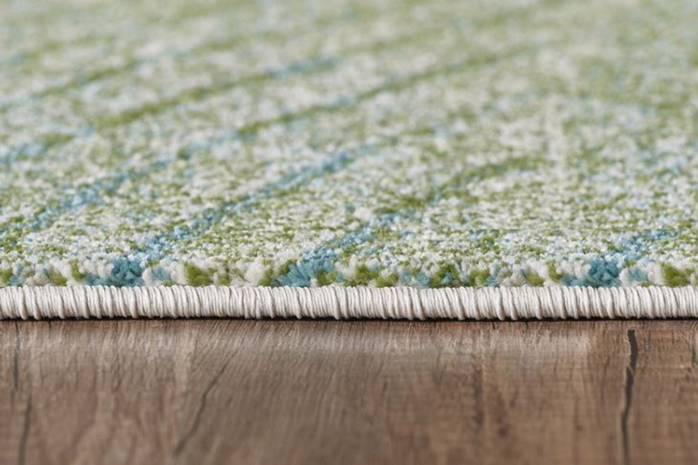 7' X 10' Beige Blue And Sage Abstract Area Rug