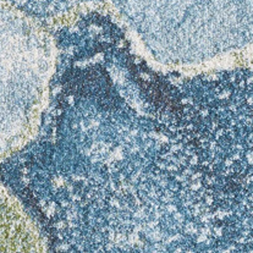 7' X 10' Teal Blue Green And Ivory Abstract Area Rug