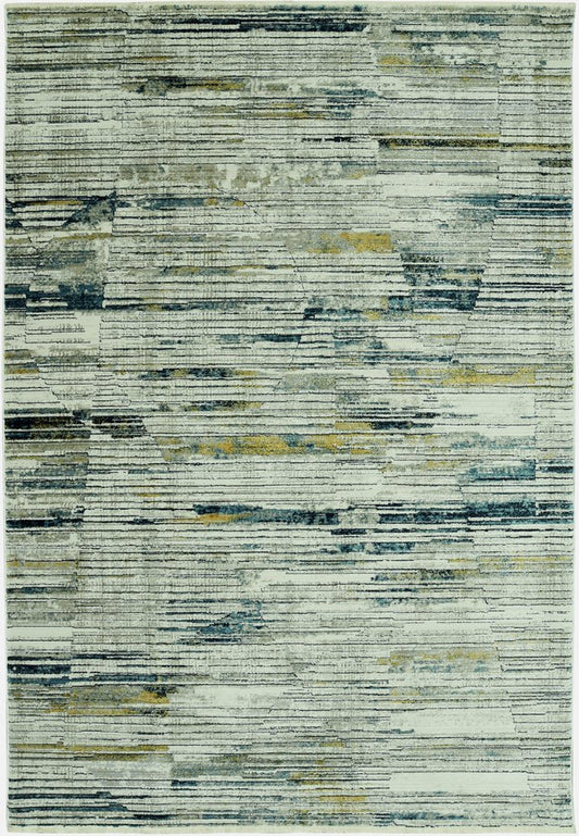 4' X 6' Ivory And Blue Abstract Area Rug