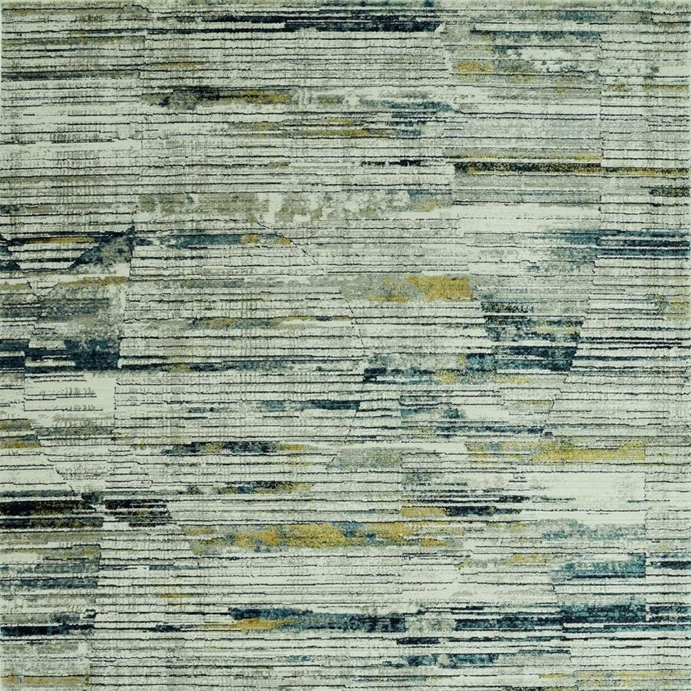 4' X 6' Ivory And Blue Abstract Area Rug