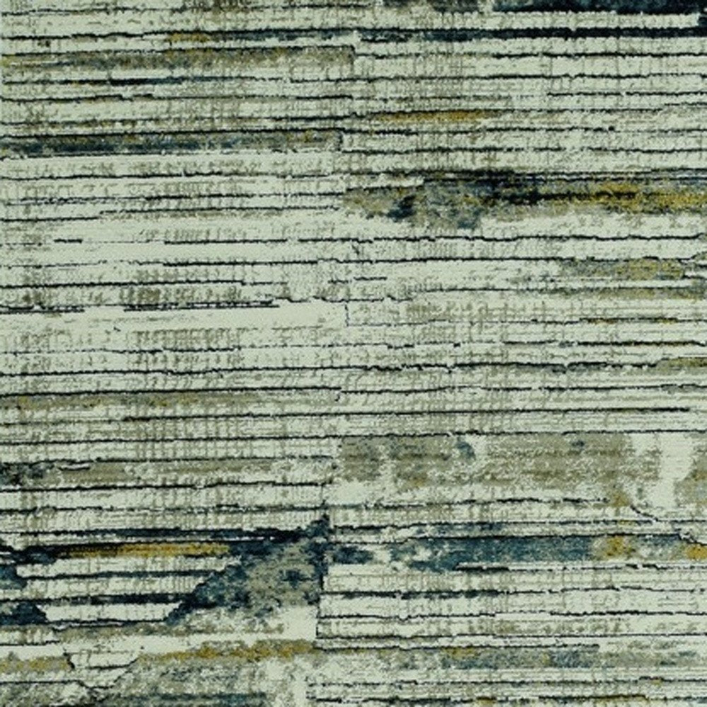 5' X 8' Ivory and Blue Abstract Area Rug