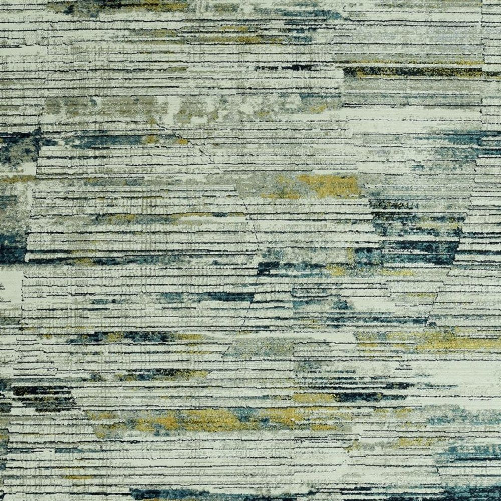 9' X 13' Ivory and Blue Abstract Area Rug