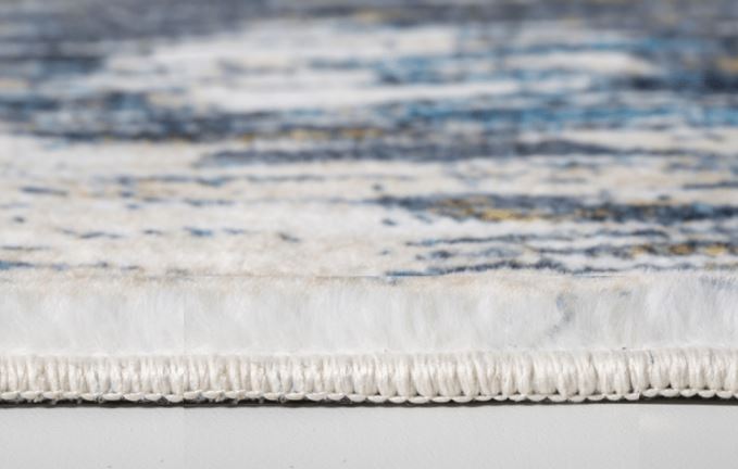 8' Blue And Gold Abstract Runner Rug