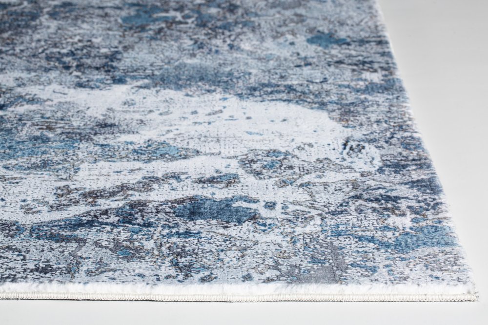 8' Blue And Gray Abstract Runner Rug