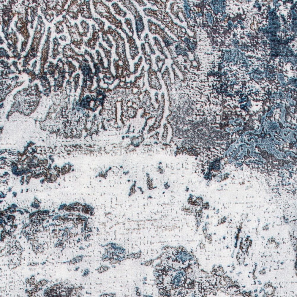 8' Blue And Gray Abstract Runner Rug