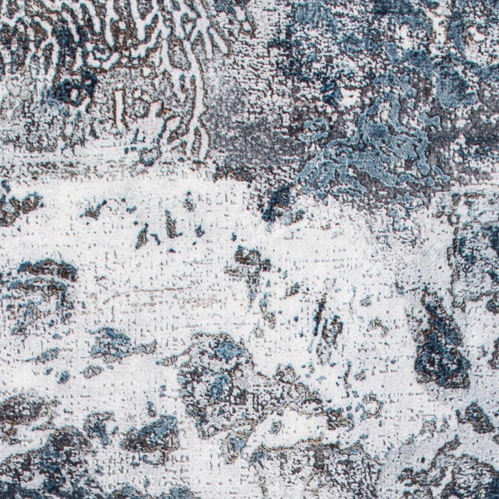 8' Blue And Gray Abstract Runner Rug