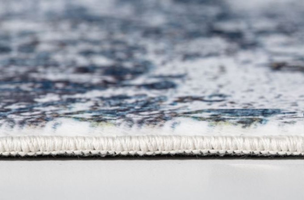 8' Blue And Gray Abstract Runner Rug