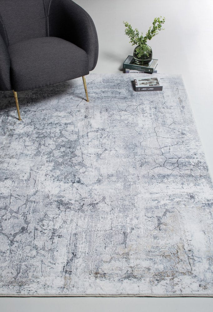 6' X 9' Gray And Ivory Abstract Area Rug