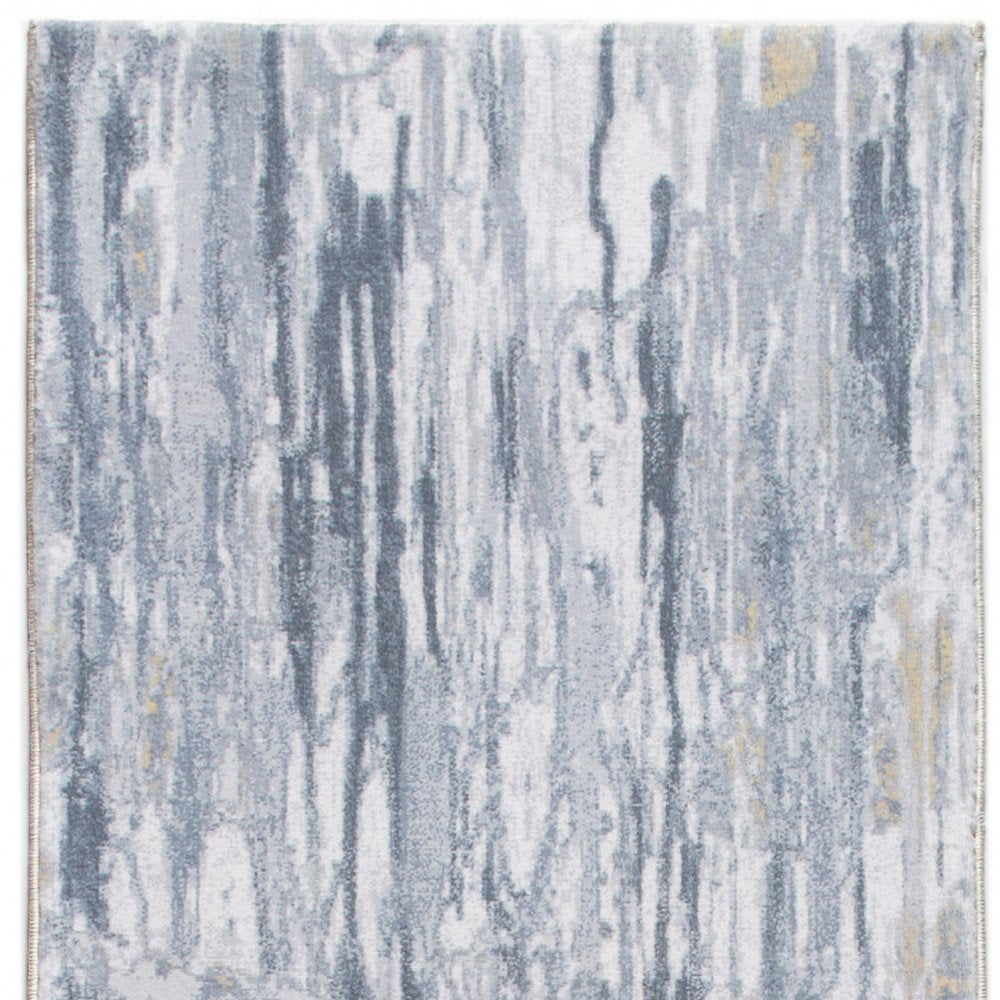 8' Gray And Ivory Abstract Runner Rug