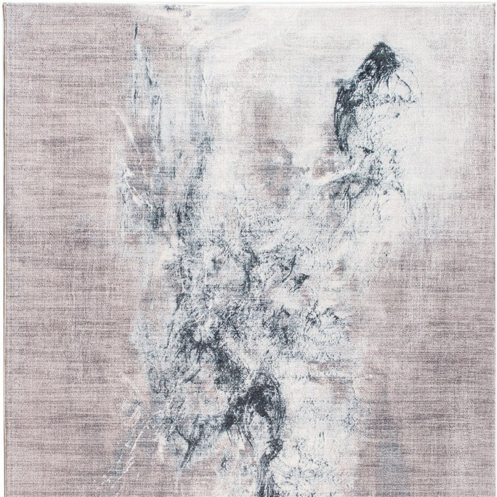 6' X 9' Sand Ivory And Black Abstract Area Rug