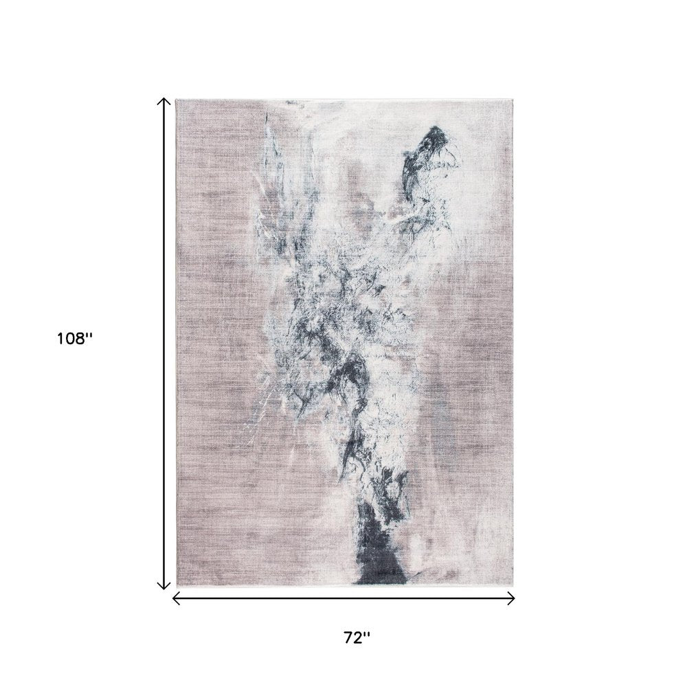 6' X 9' Sand Ivory And Black Abstract Area Rug