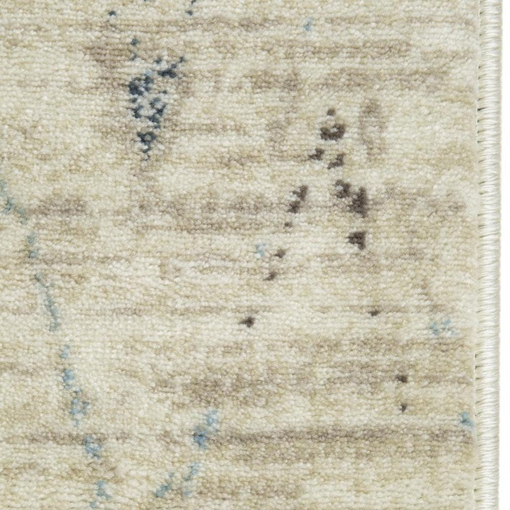 3' X 5' Ivory And Blue Chevron Area Rug