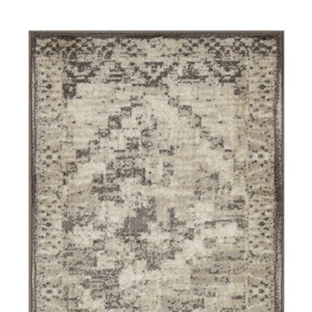 8' Gray And Brown Abstract Runner Rug
