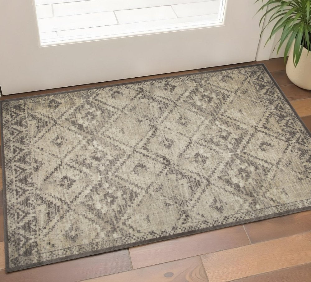 3' X 5' Gray And Brown Abstract Area Rug