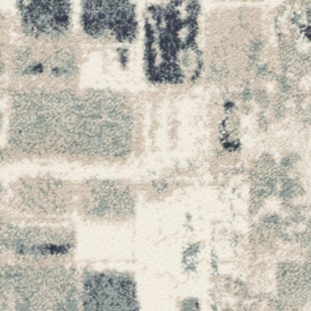 3' X 5' Blue and Beige Abstract Area Rug