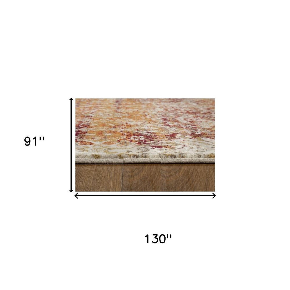 8' X 11' Rust And Ivory Oriental Area Rug