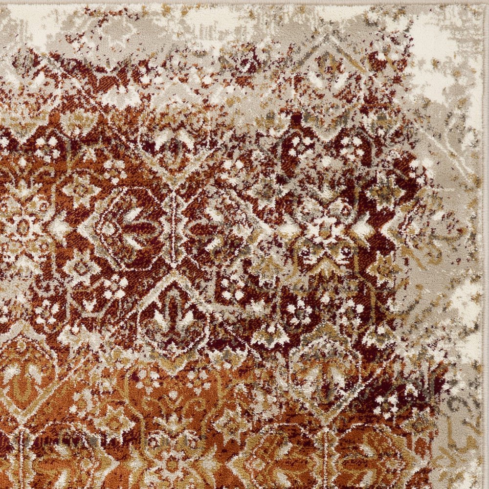 8' X 11' Rust And Ivory Oriental Area Rug
