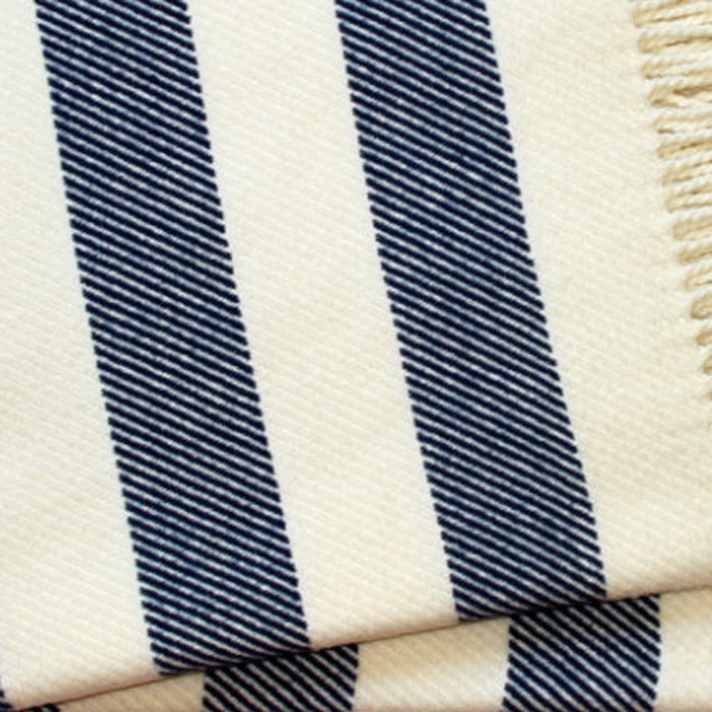 55" X 70" Cream Striped Cotton Plush Throw Blanket