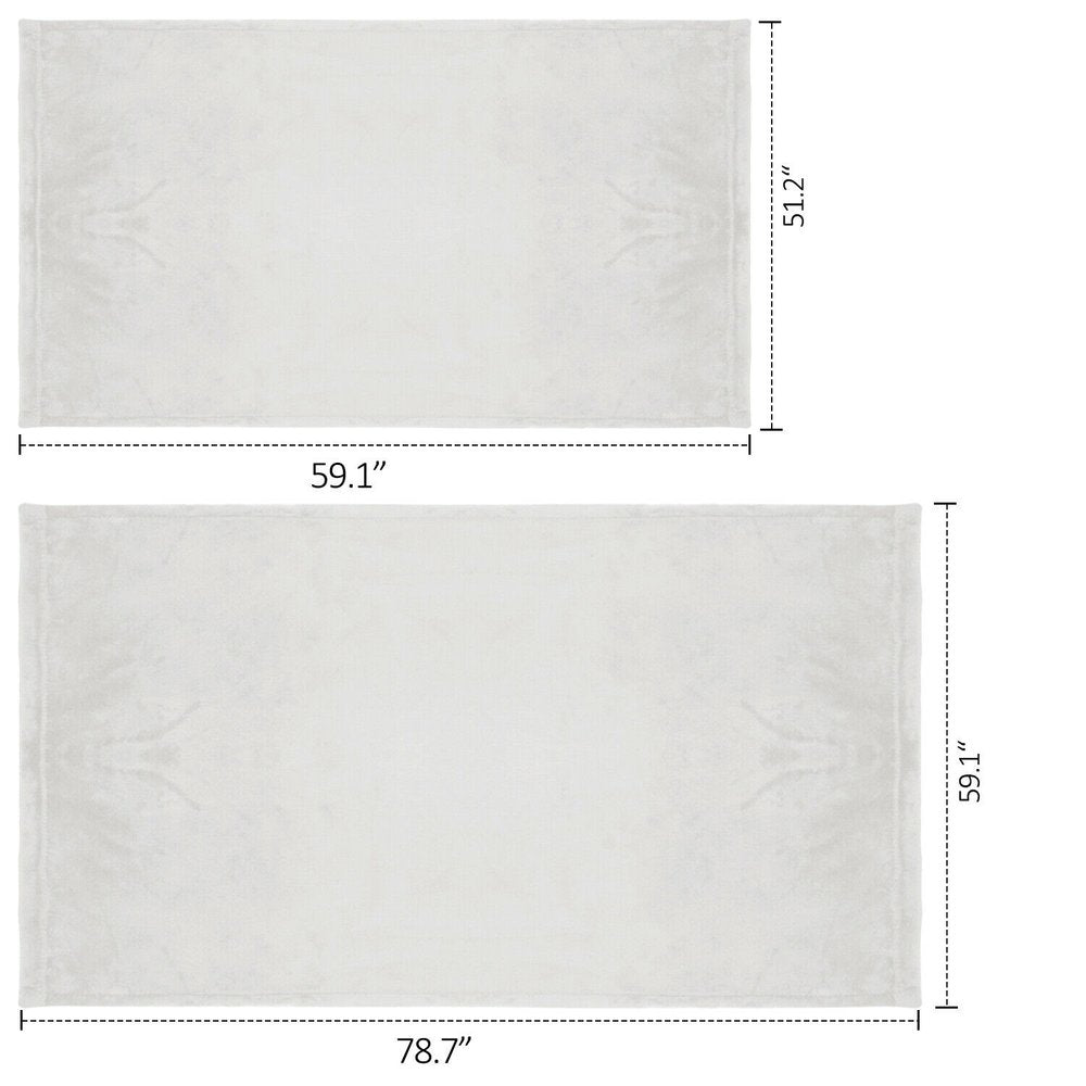 Twin White Polyester Woven Plush Blanket