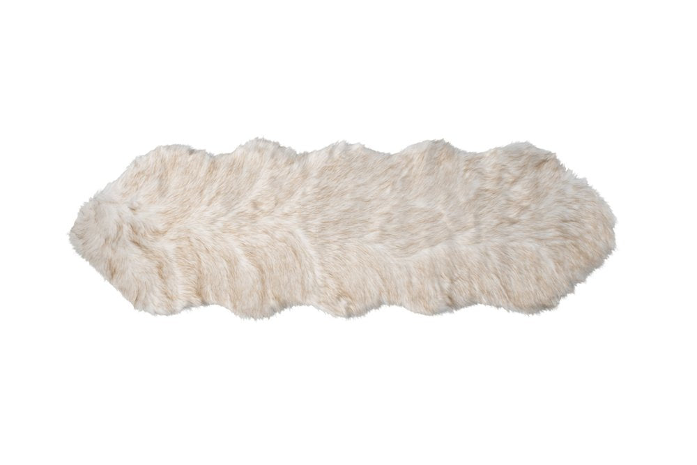 6' Tan Faux Fur Ombre Washable Area Rug