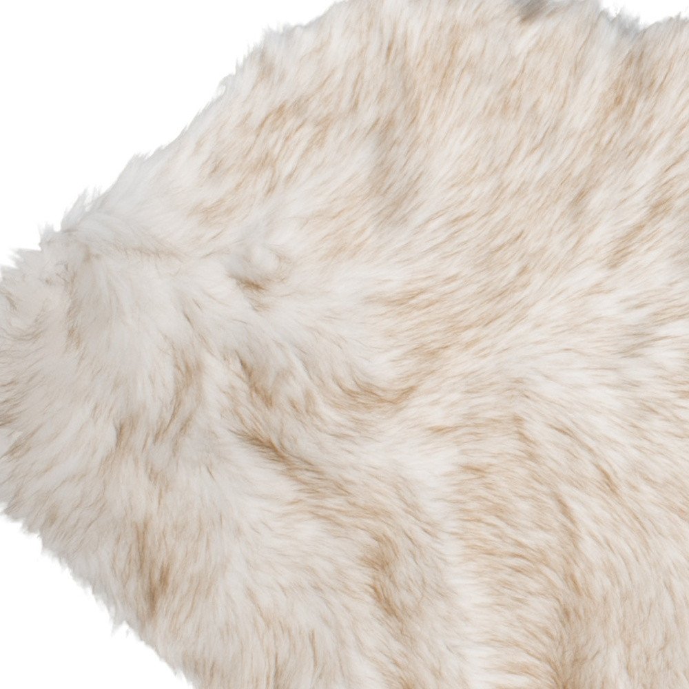 6' Tan Faux Fur Ombre Washable Area Rug