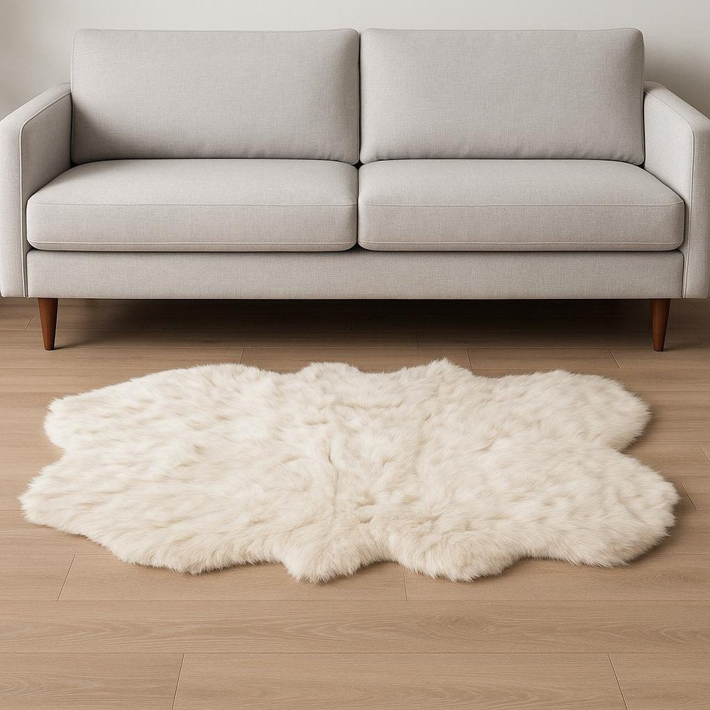 4' X 6' Ombre Tan Faux Fur Washable Non Skid Area Rug