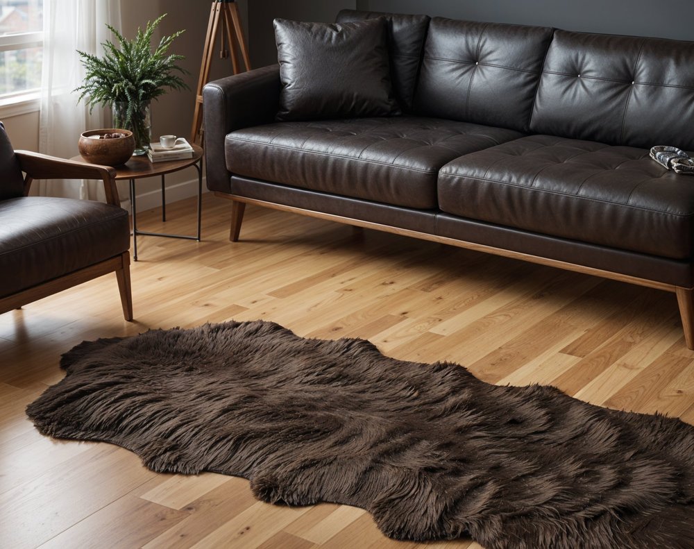 2' X 6' Chocolate Faux Fur Washable Non Skid Area Rug