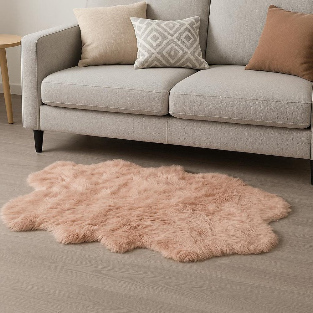 4' X 6' Dusty Rose Faux Fur Washable Non Skid Area Rug