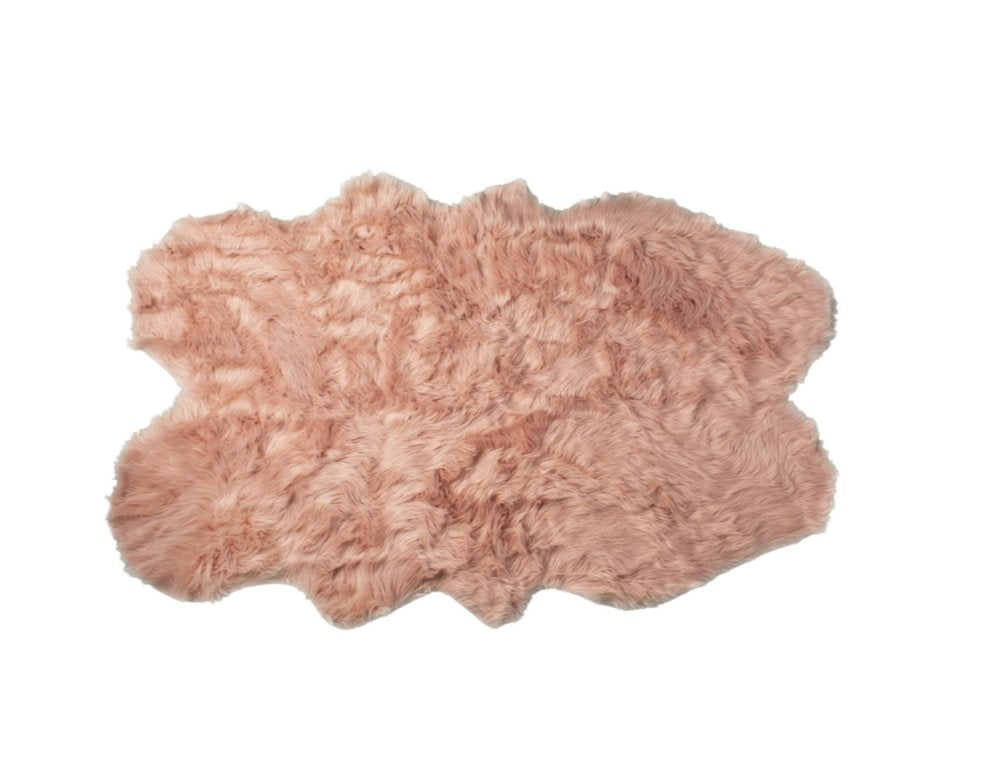 4' X 6' Dusty Rose Faux Fur Washable Non Skid Area Rug