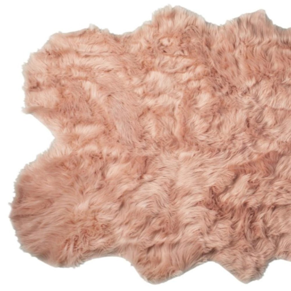 4' X 6' Dusty Rose Faux Fur Washable Non Skid Area Rug