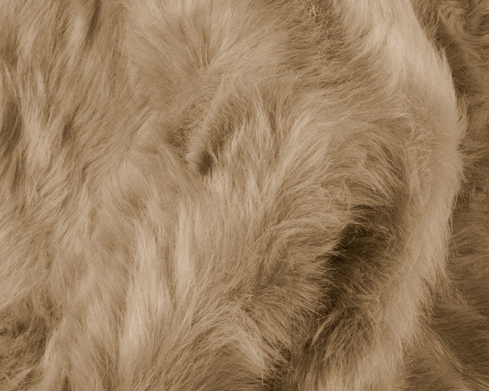 5' X 6' Tan Faux Sheepskin Shag Washable Area Rug