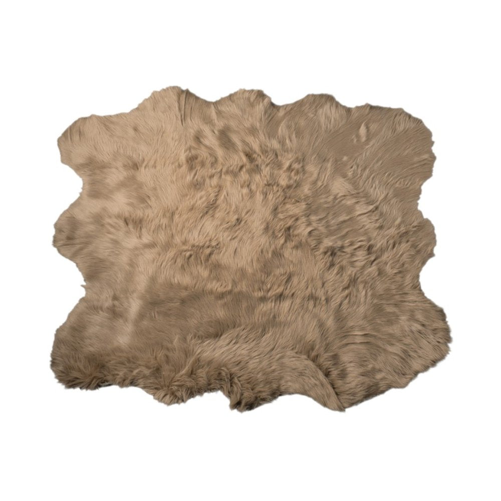 5' X 6' Tan Faux Sheepskin Shag Washable Area Rug