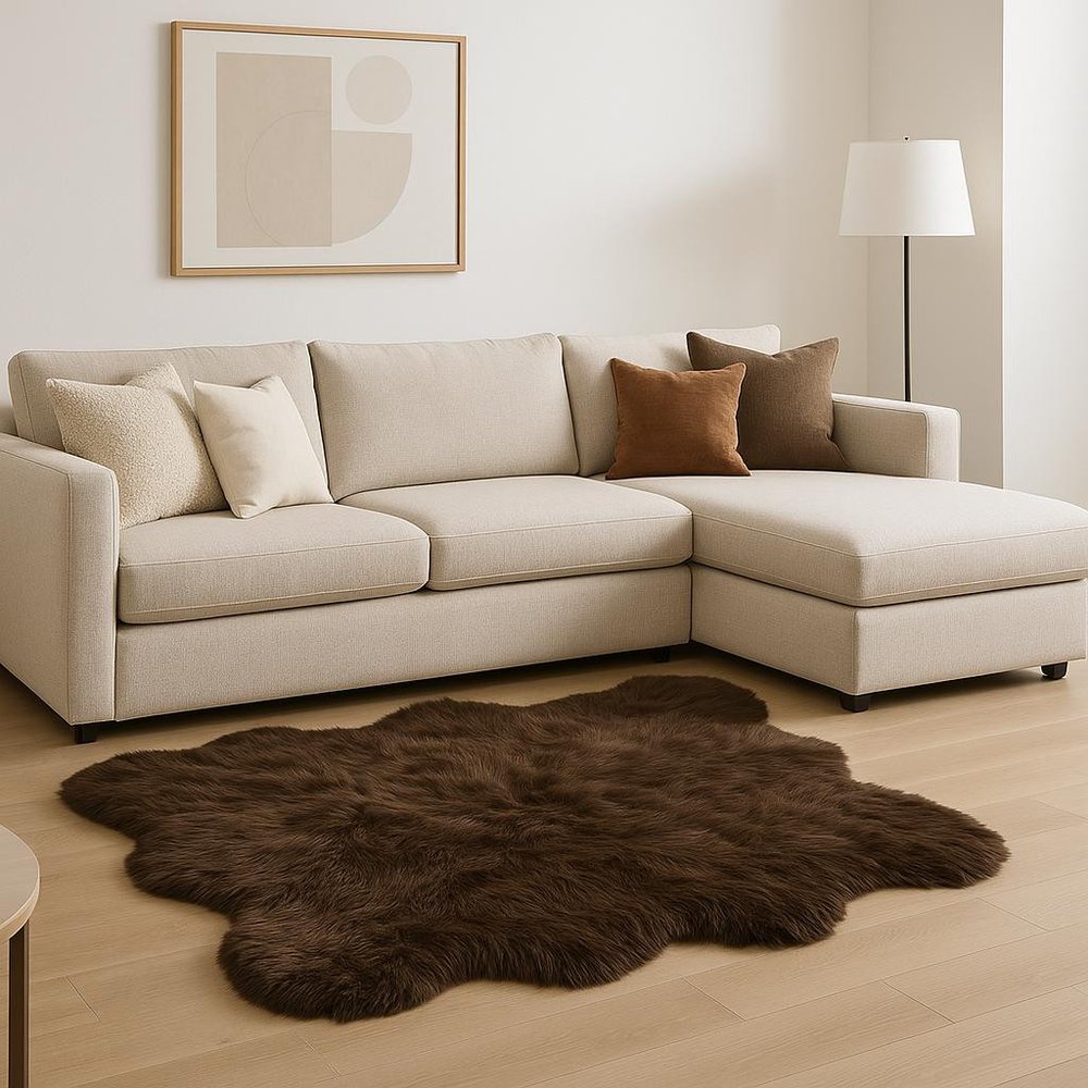 5' X 6' Chocolate Faux Sheepskin Shag Washable Area Rug