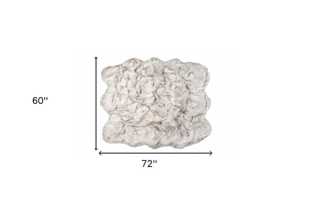 5' X 6' Chocolate Faux Sheepskin Ombre Shag Washable Area Rug