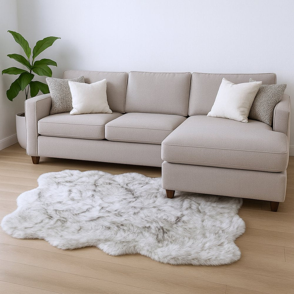 5' X 6' Chocolate Faux Sheepskin Ombre Shag Washable Area Rug