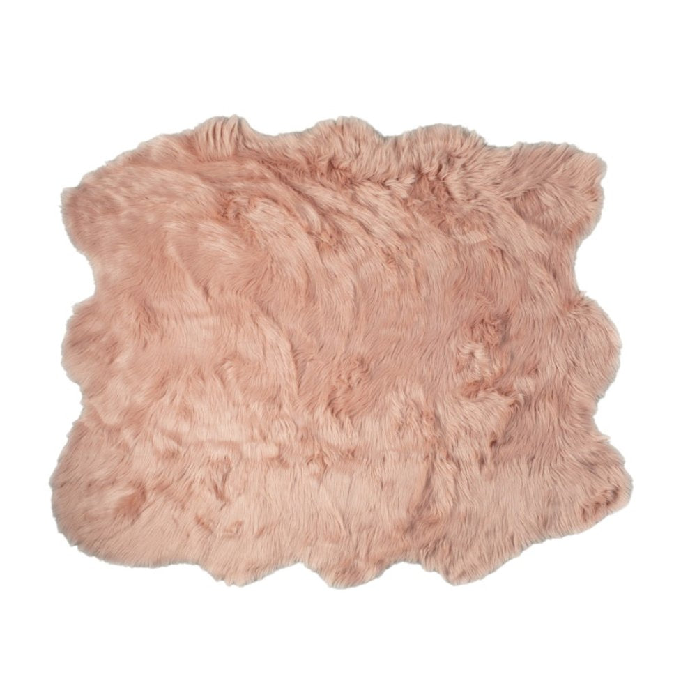 5' X 6' Pink Faux Sheepskin Shag Washable Area Rug