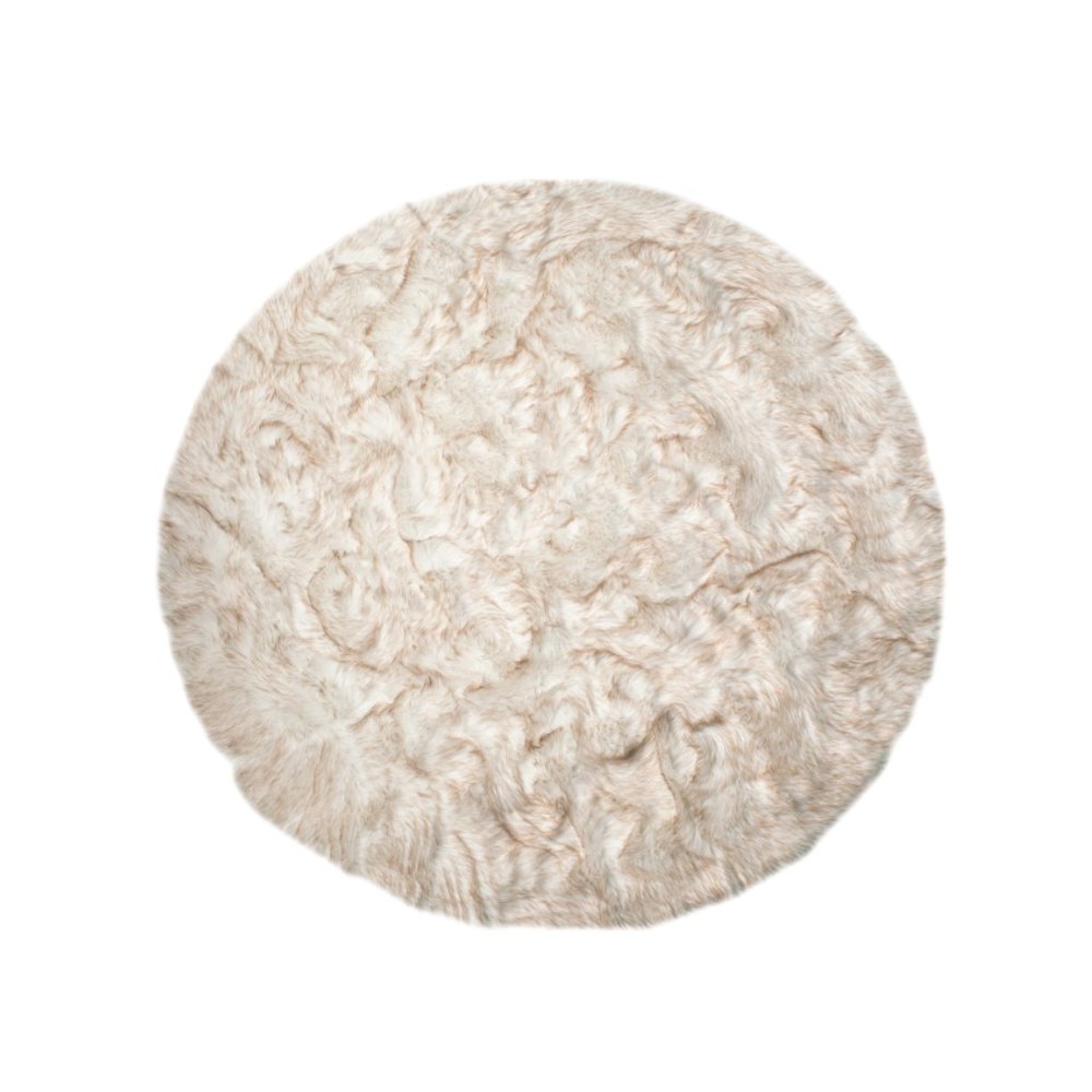 6' X 6' Ombre Tan Round Faux Fur Washable Non Skid Area Rug
