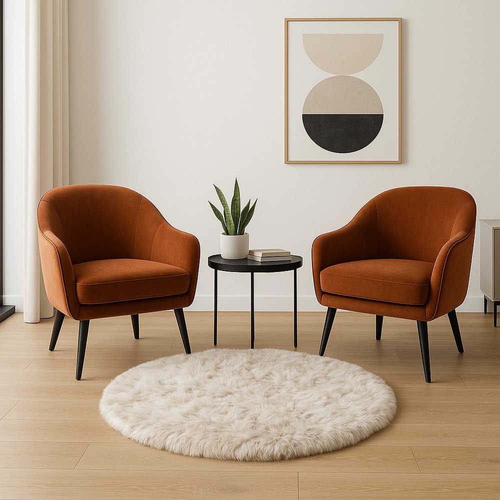 6' X 6' Ombre Chocolate Round Faux Fur Washable Non Skid Area Rug