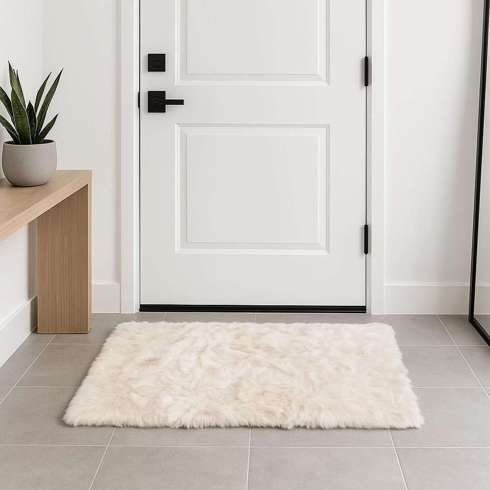 3' X 5' Ombre Tan Faux Fur Washable Non Skid Area Rug