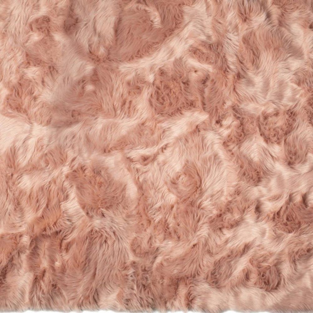 5' X 8' Dusty Rose Faux Fur Non Skid Area Rug