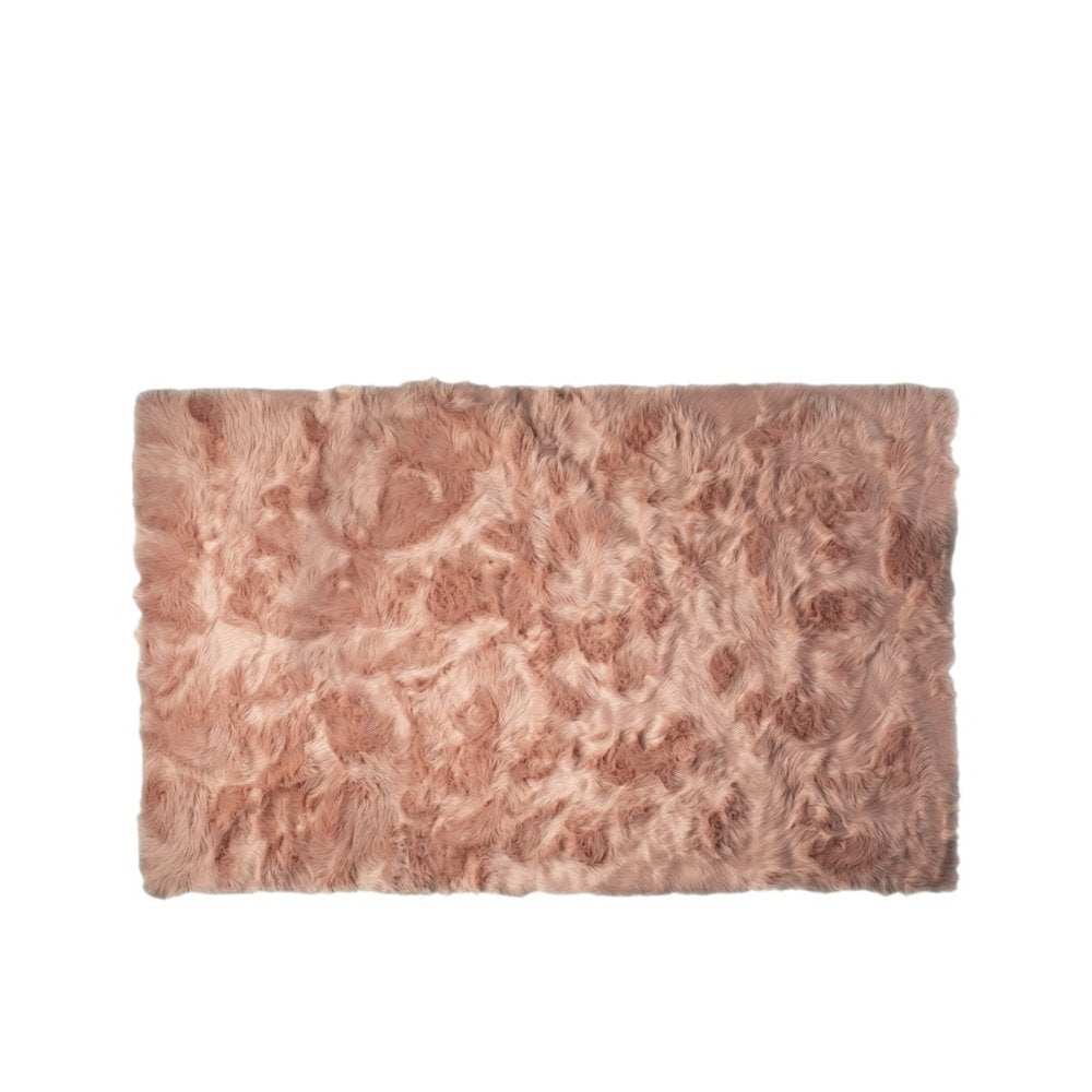 5' X 8' Dusty Rose Faux Fur Non Skid Area Rug