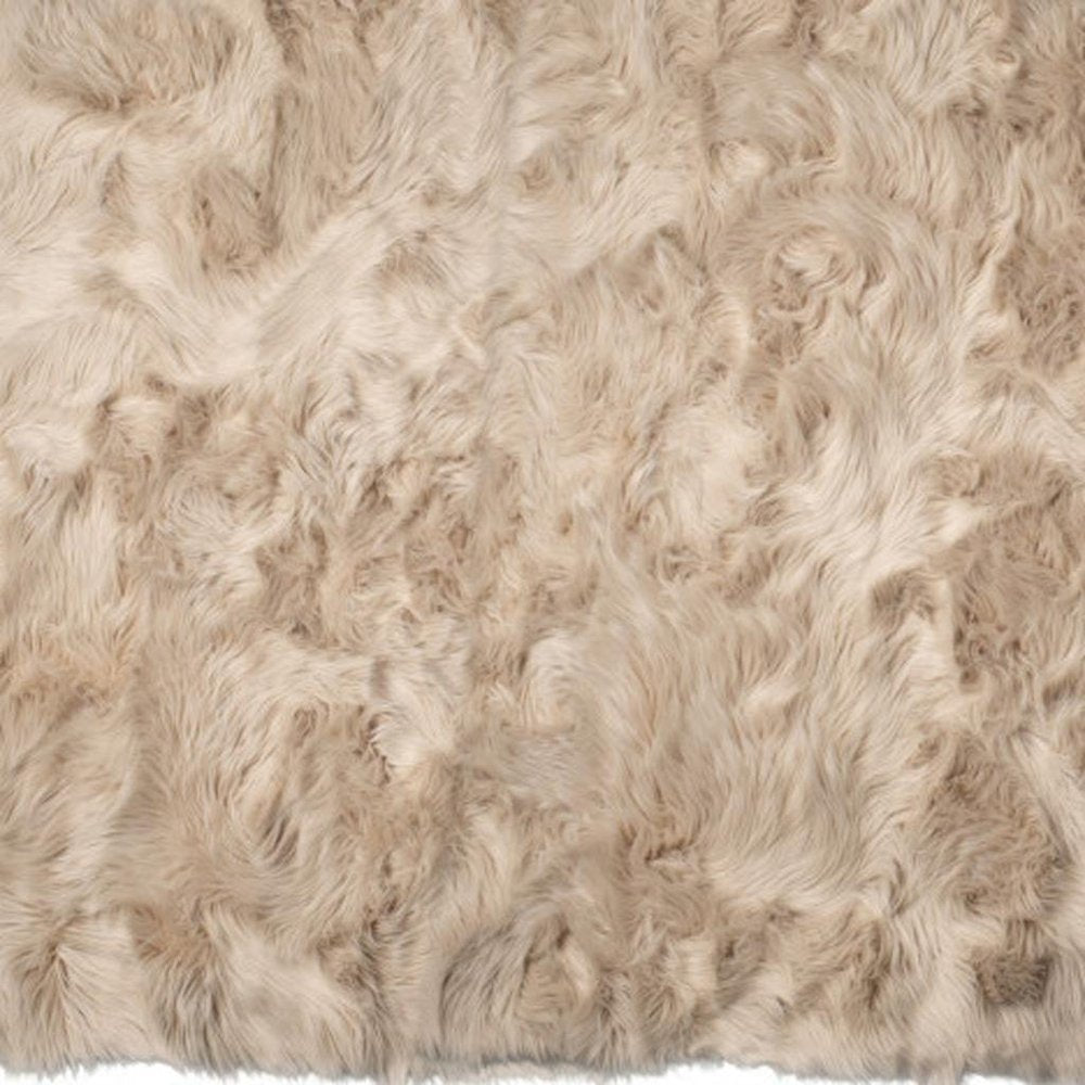 5' X 8' Taupe Faux Fur Non Skid Area Rug