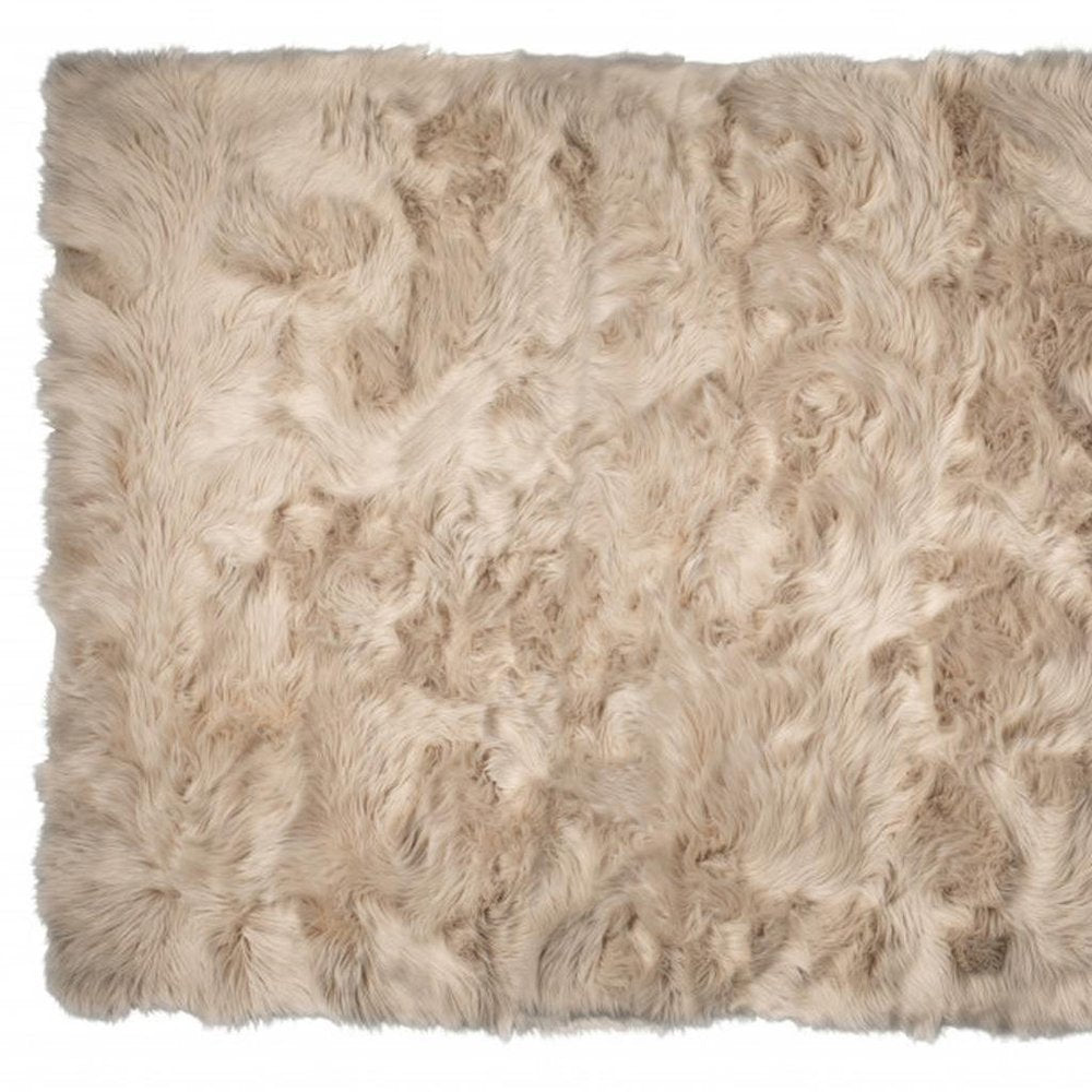 5' X 8' Taupe Faux Fur Non Skid Area Rug