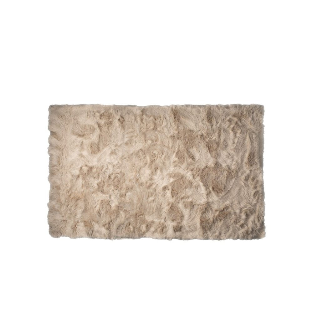 5' X 8' Taupe Faux Fur Non Skid Area Rug