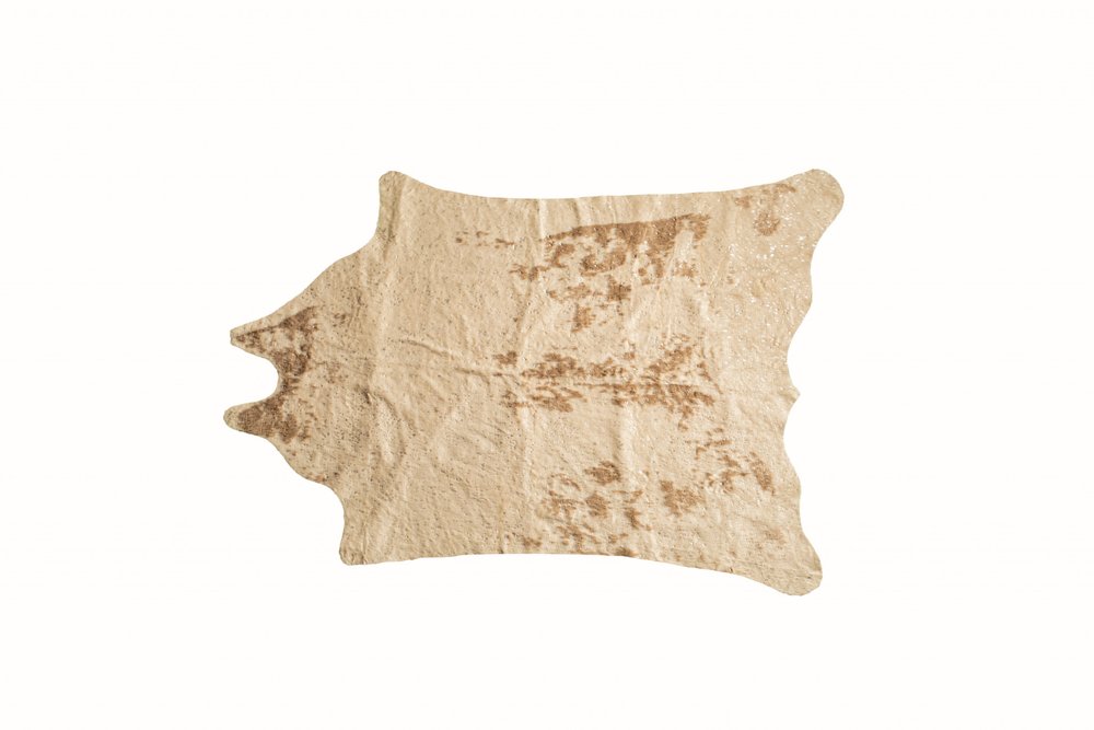 4' X 5' Off White And Silver Faux Cowhide Animal Print Washable Area Rug