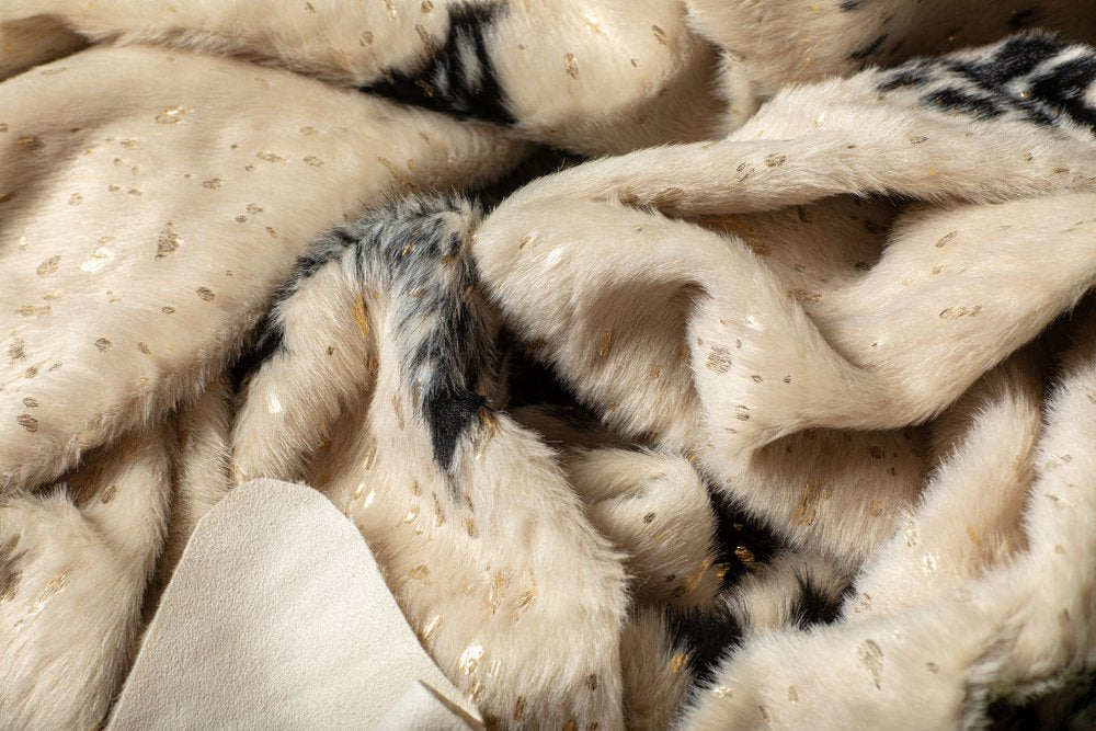 4' X 5' Black Gold And Off White Faux Cowhide Animal Print Washable Area Rug